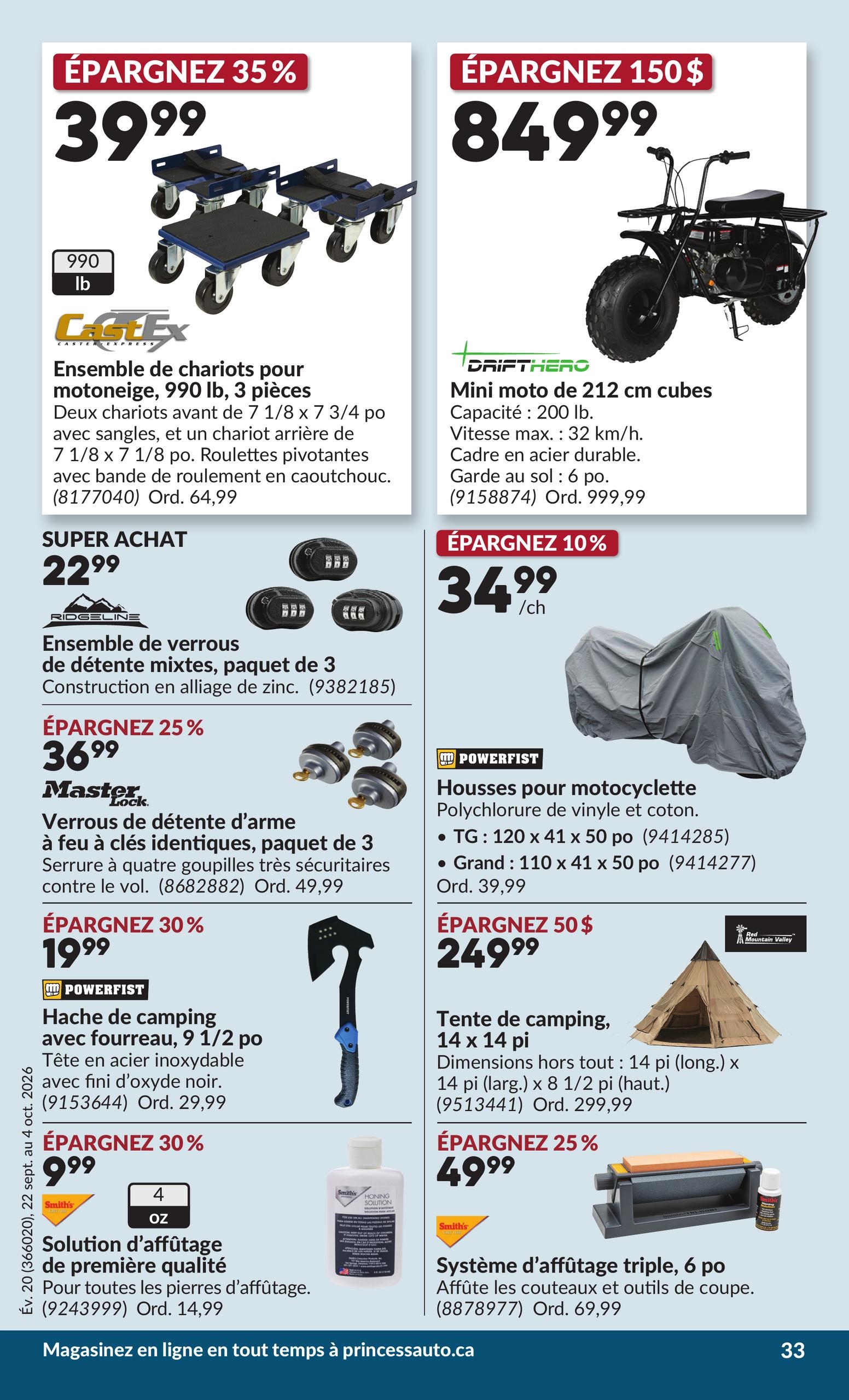 Circulaire Princess Auto — page 38, du 22 septembre au 4 octobre 2026