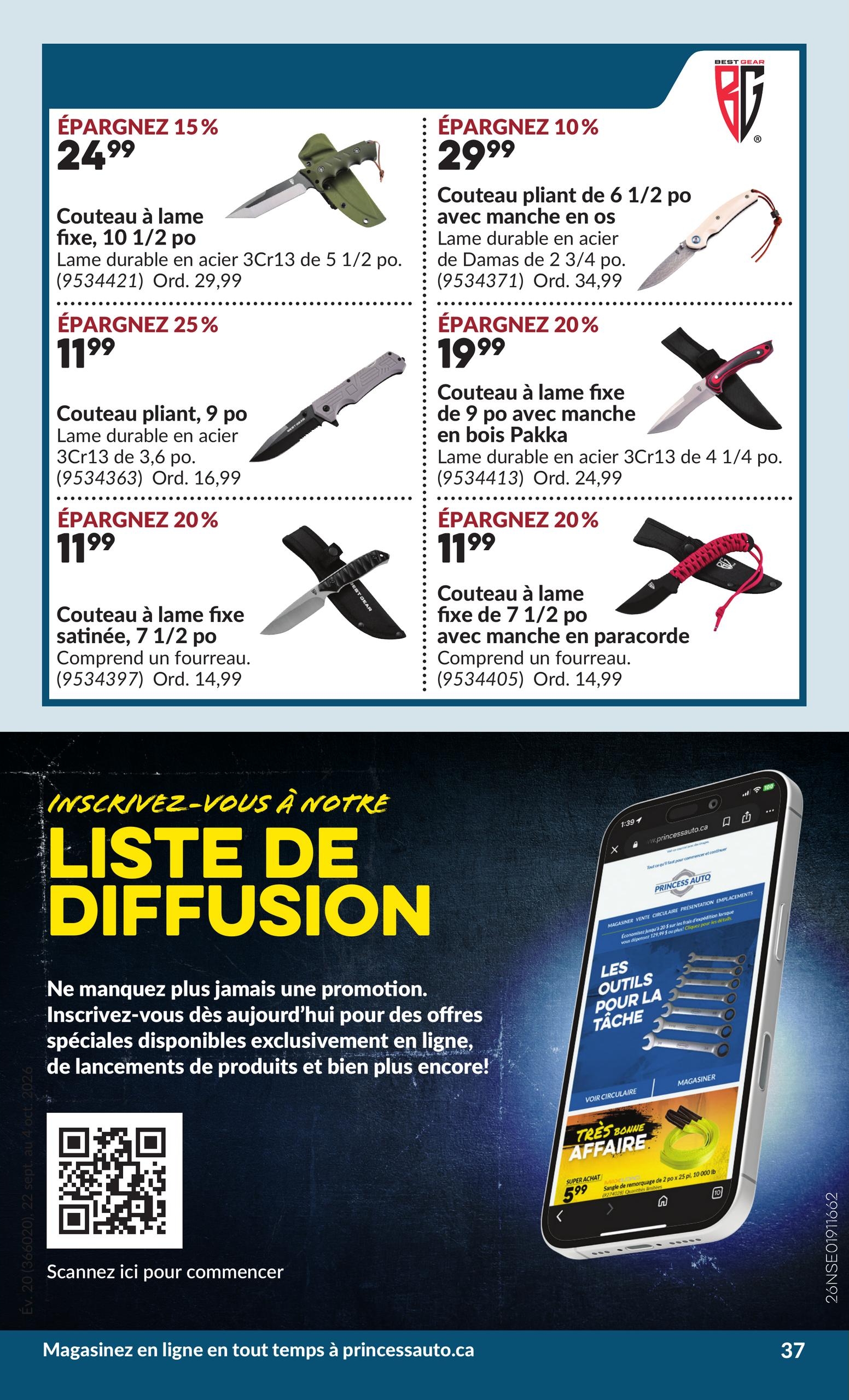 Circulaire Princess Auto — page 42, du 22 septembre au 4 octobre 2026