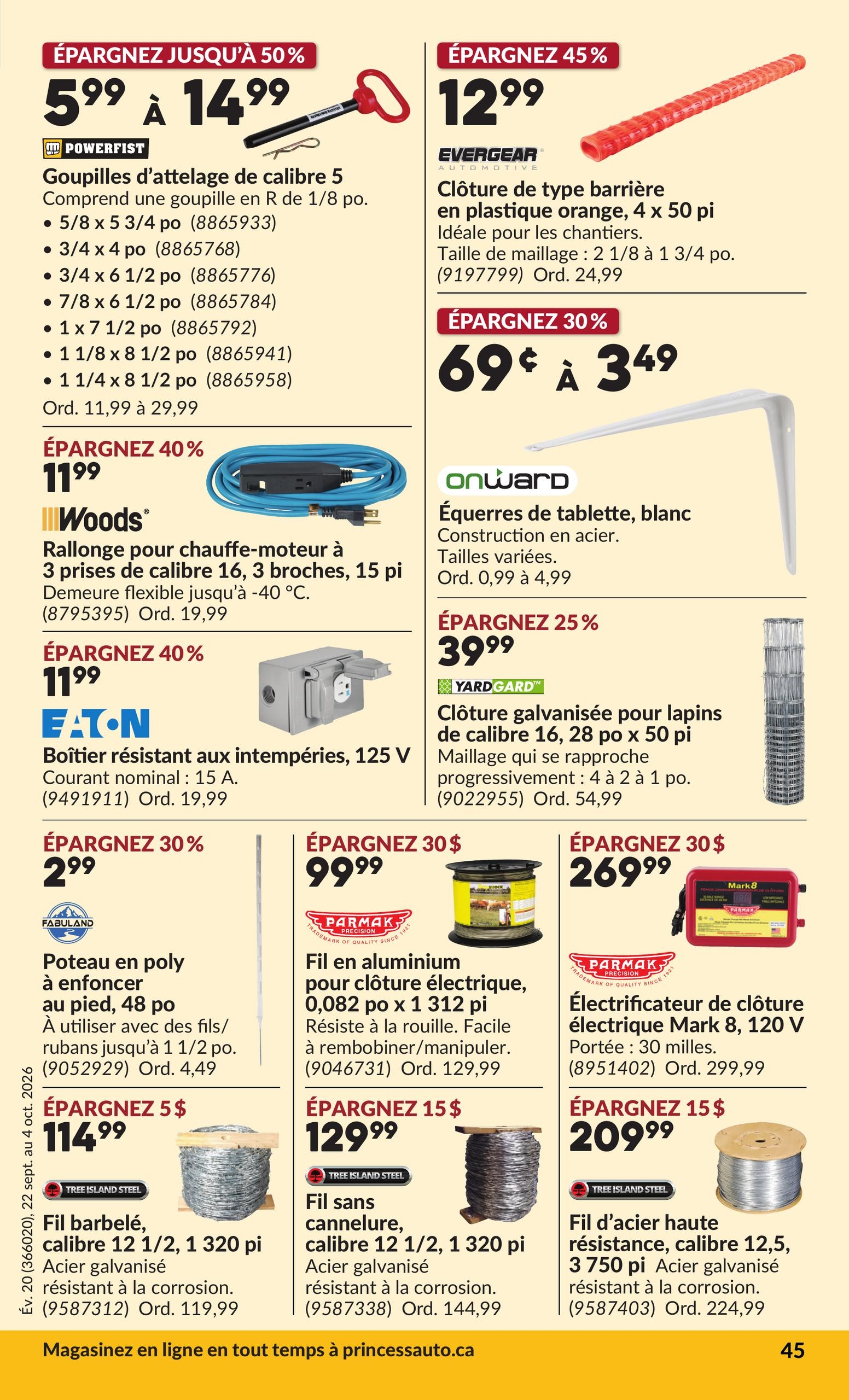 Circulaire Princess Auto — page 50, du 22 septembre au 4 octobre 2026