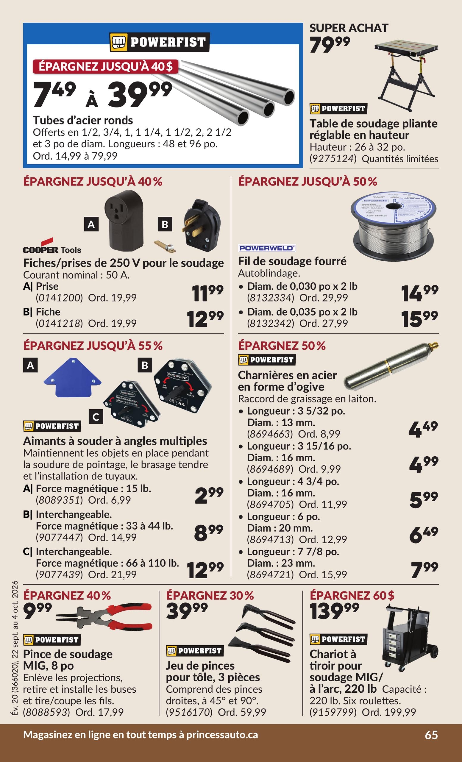 Circulaire Princess Auto — page 70, du 22 septembre au 4 octobre 2026