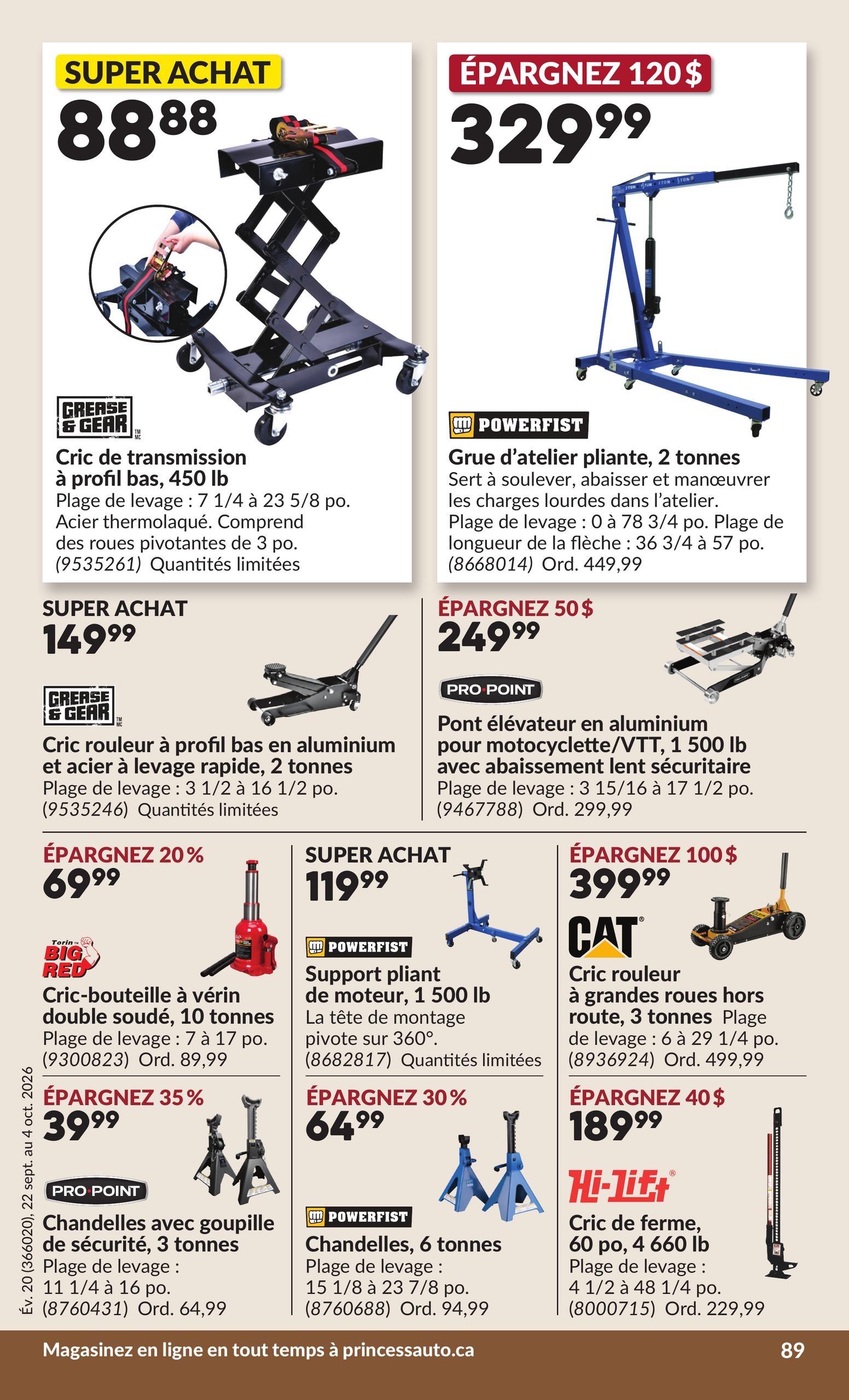 Circulaire Princess Auto — page 94, du 22 septembre au 4 octobre 2026