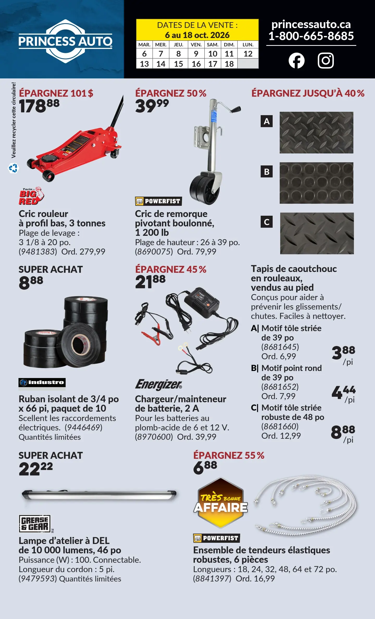 Circulaire Princess Auto — page 2, du 6 au 18 octobre 2026