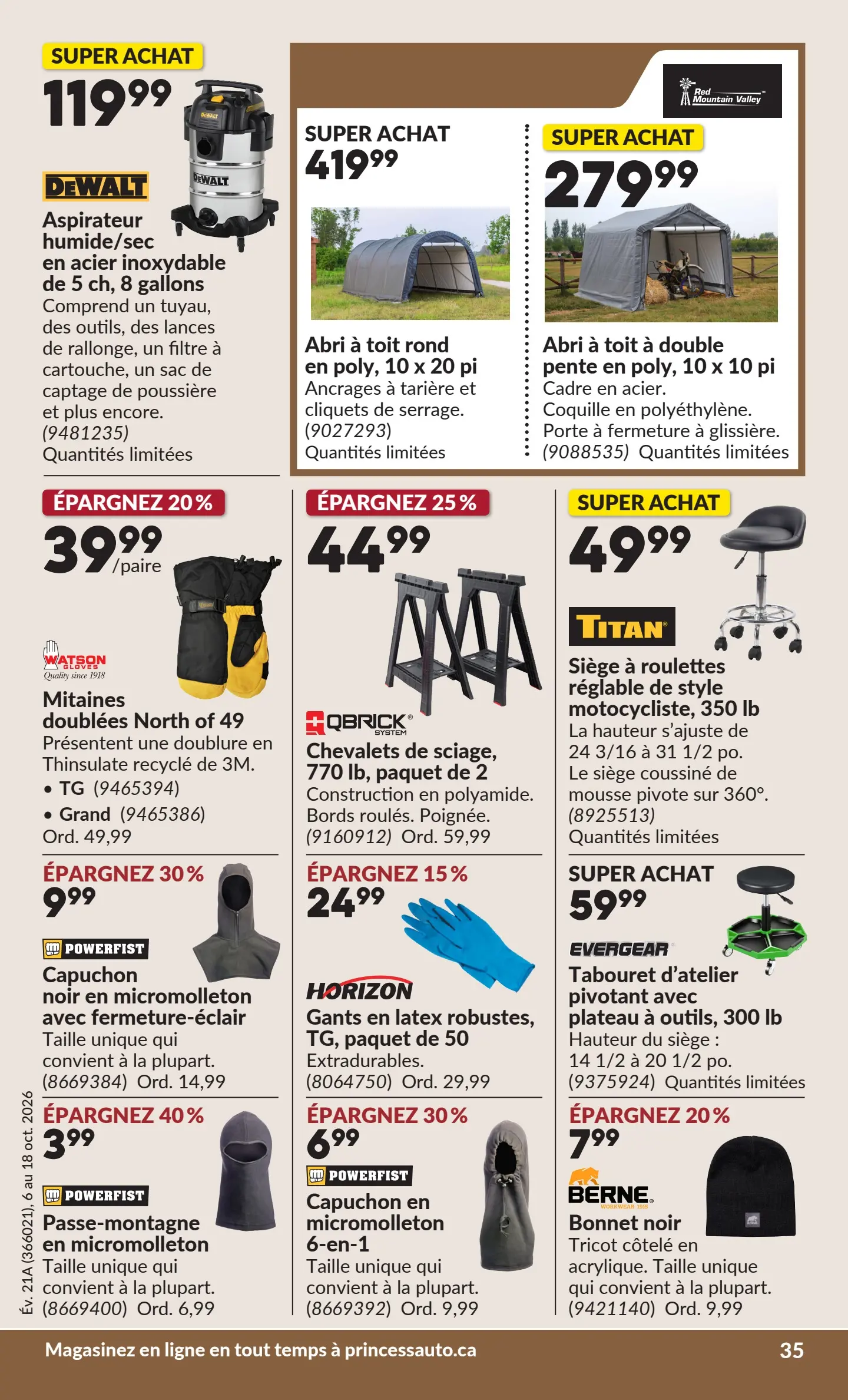 Circulaire Princess Auto — page 40, du 6 au 18 octobre 2026