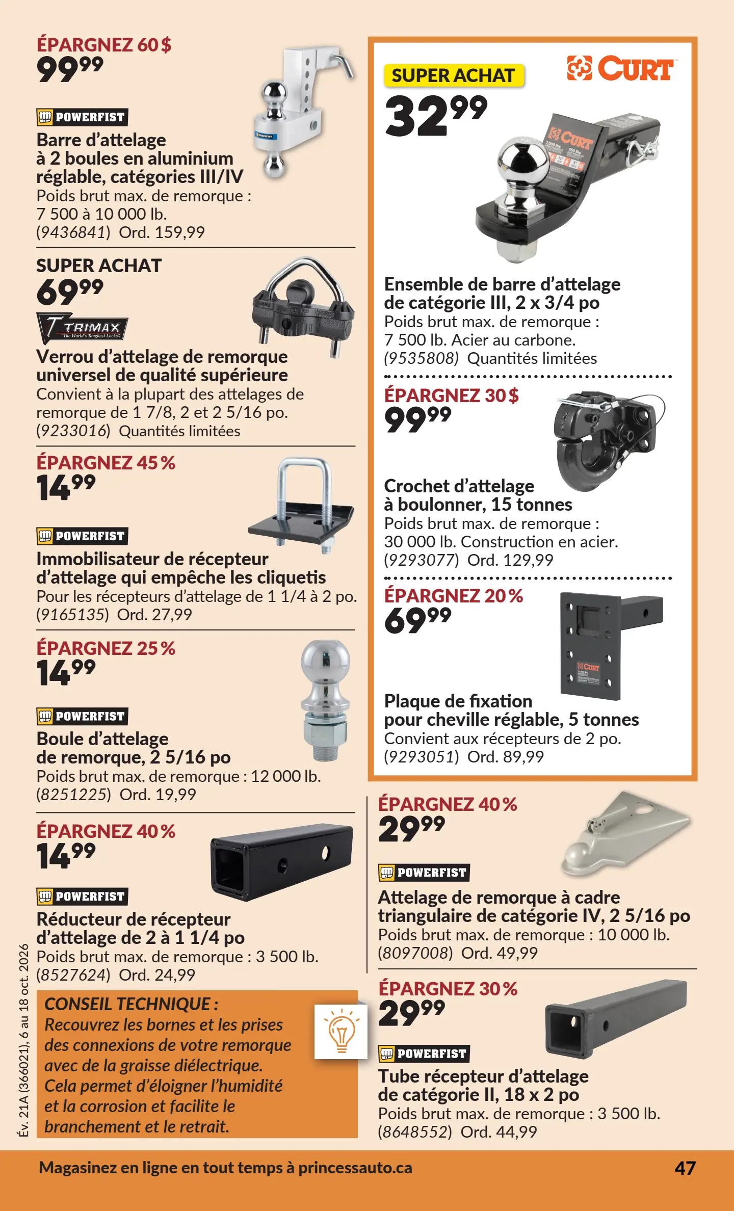 Circulaire Princess Auto — page 52, du 6 au 18 octobre 2026