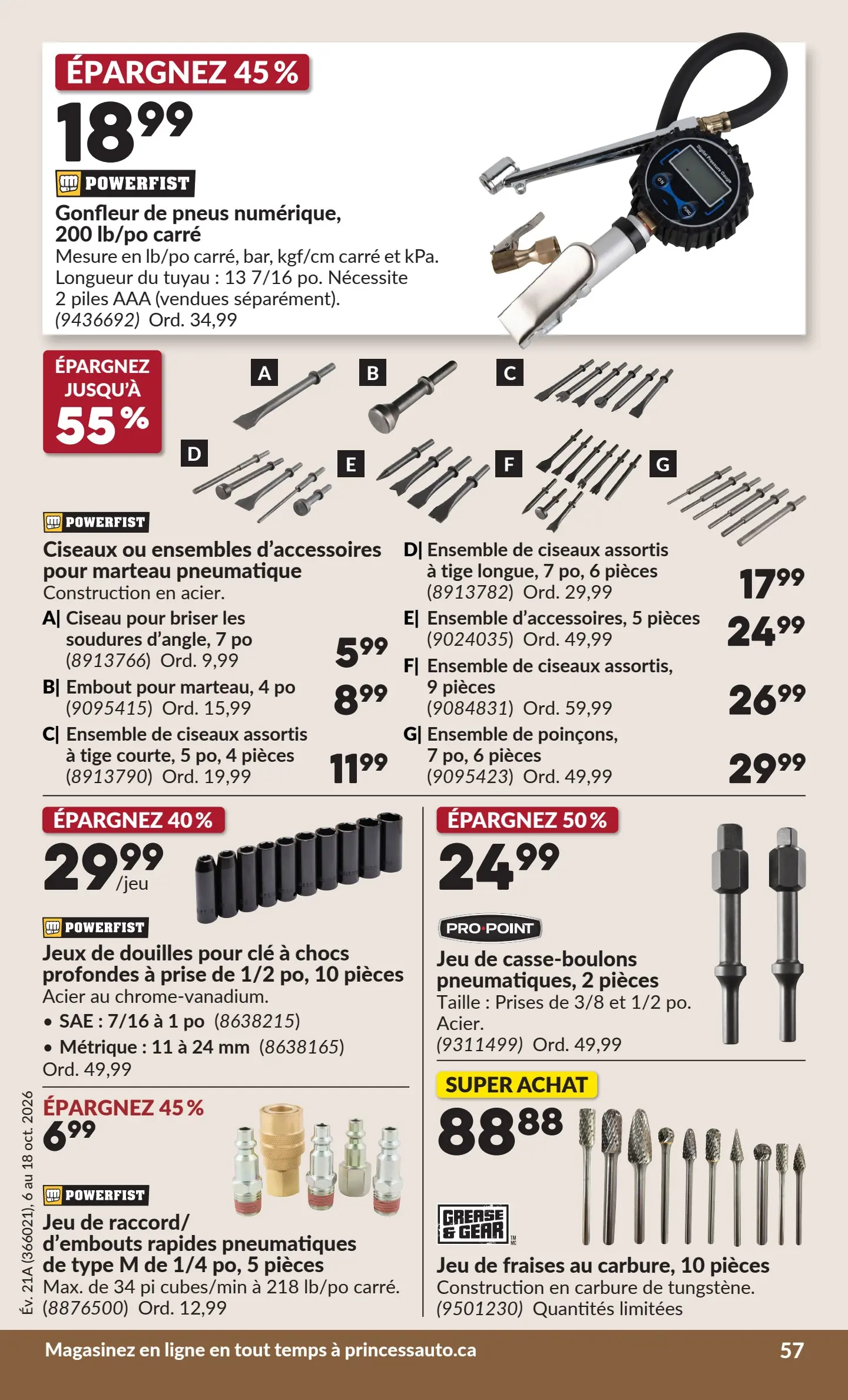 Circulaire Princess Auto — page 62, du 6 au 18 octobre 2026