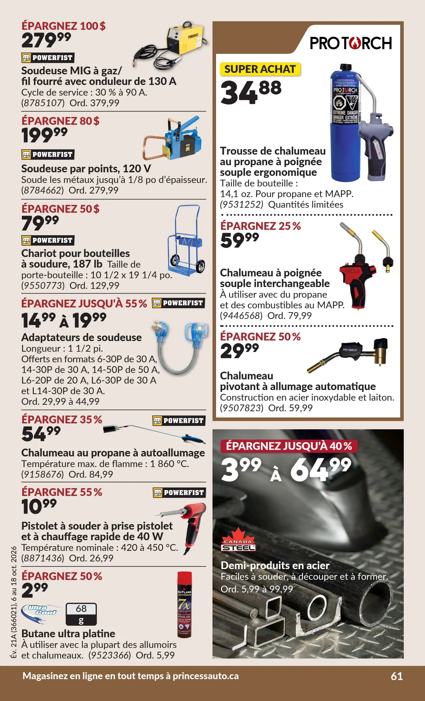 Circulaire Princess Auto — page 66, du 6 au 18 octobre 2026