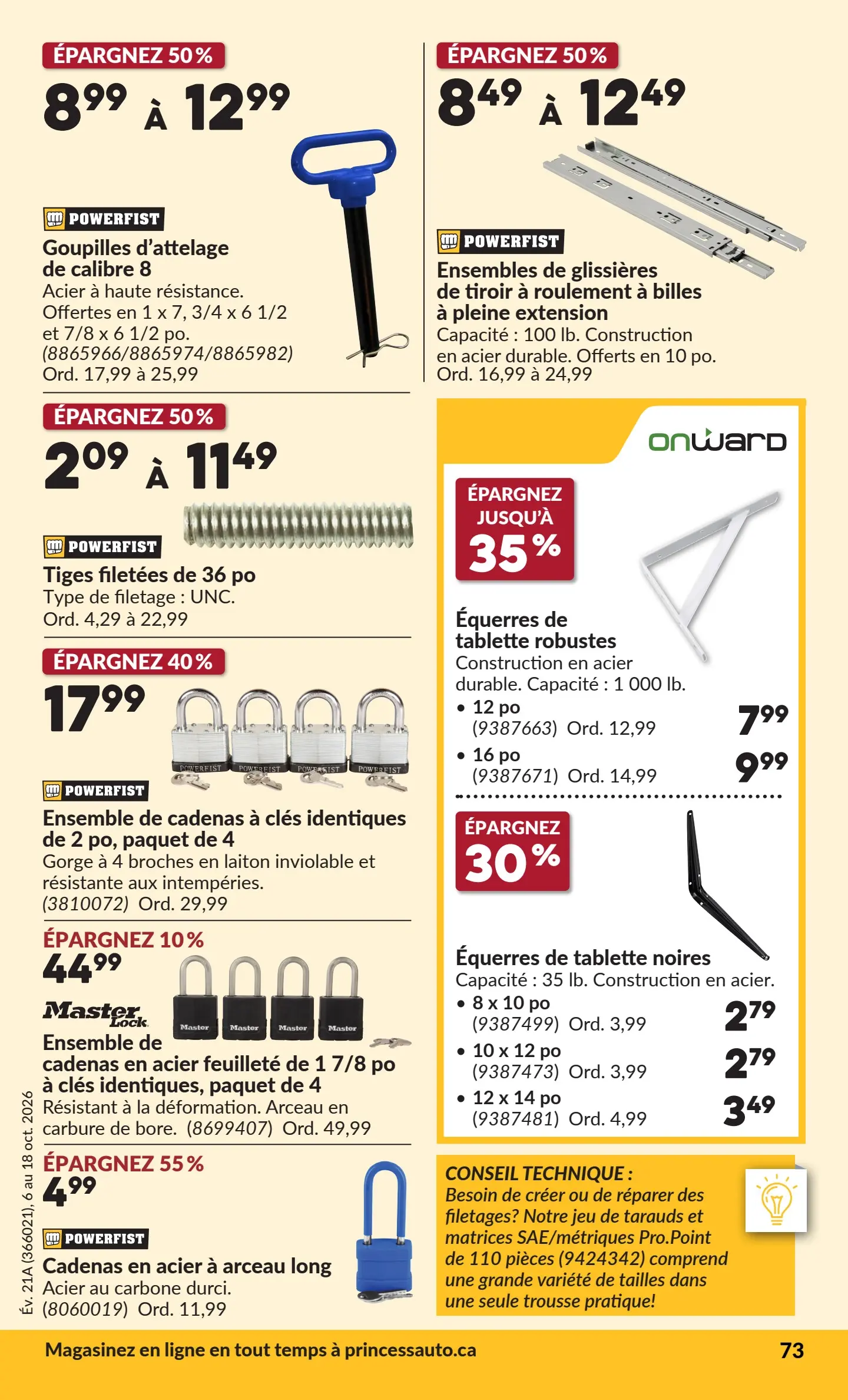 Circulaire Princess Auto — page 78, du 6 au 18 octobre 2026
