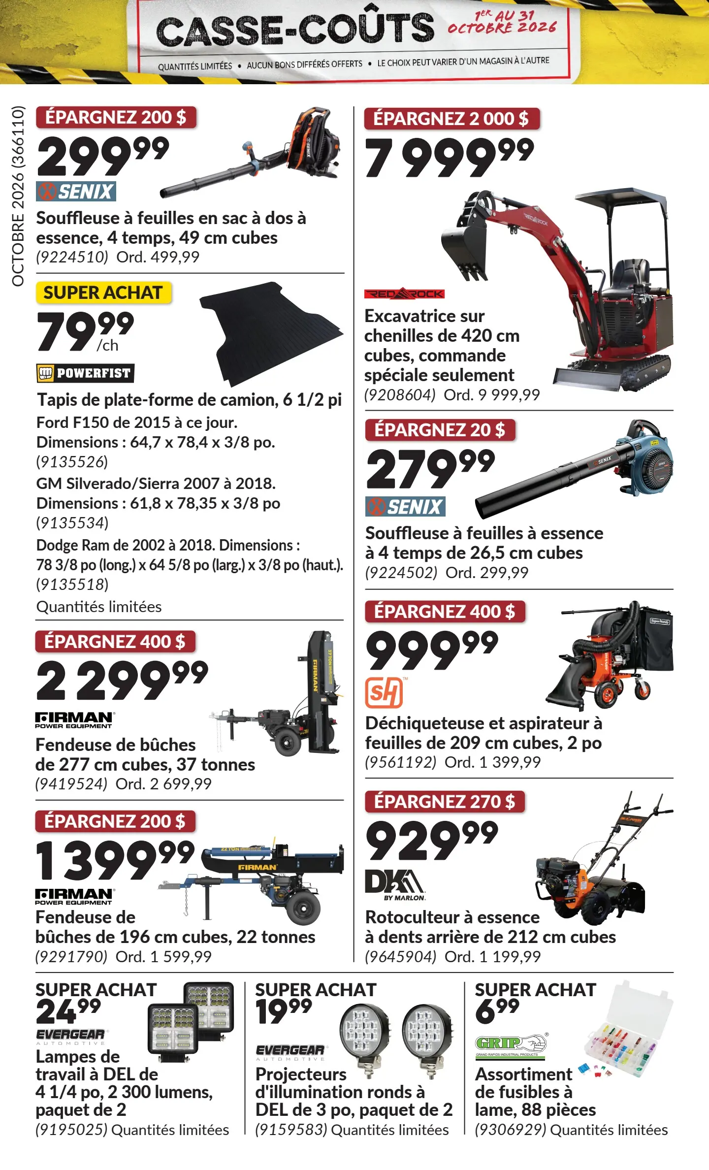 Circulaire Princess Auto Casse-Coûts — page 12, du 1 au 31 octobre 2026