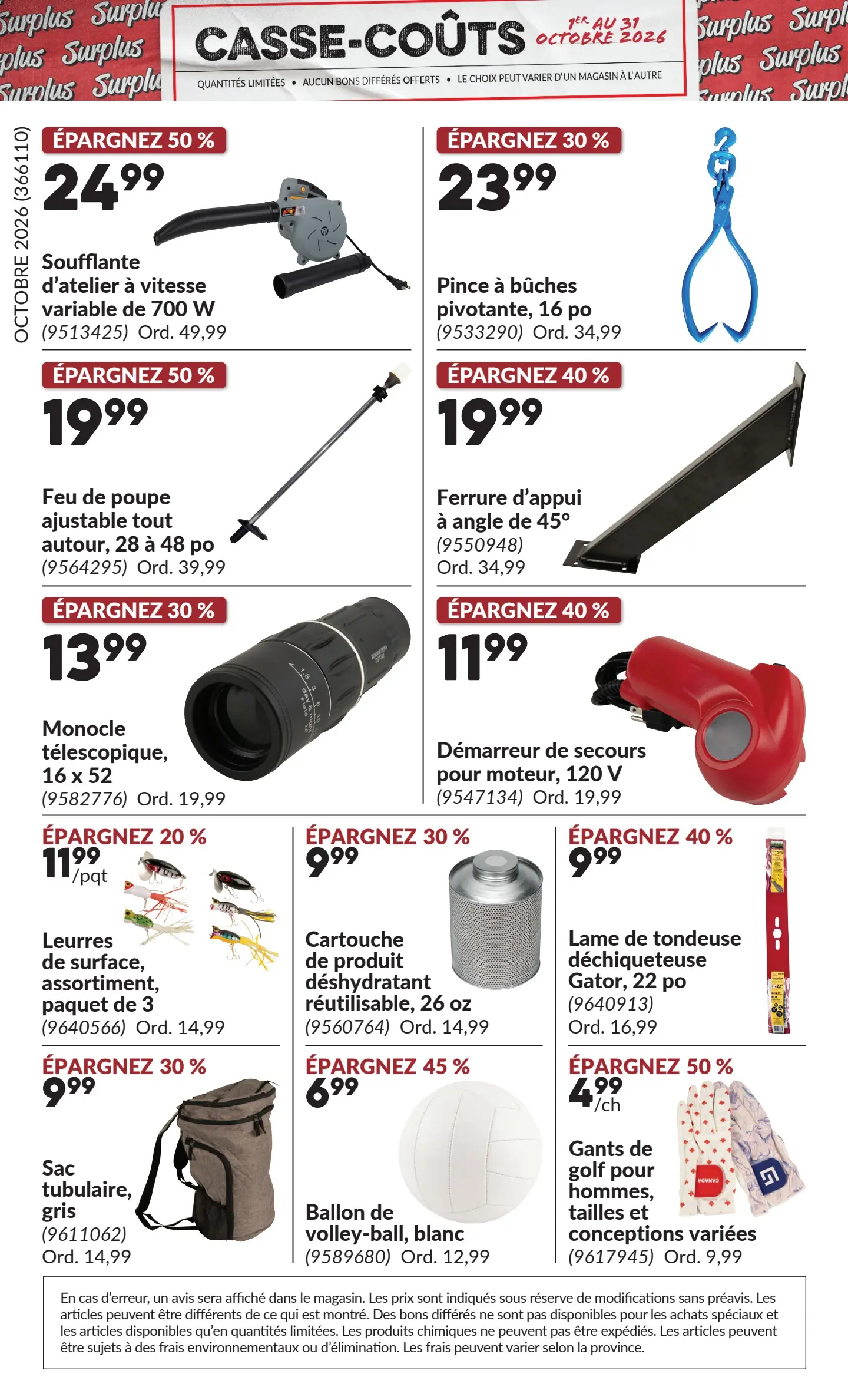 Circulaire Princess Auto Casse-Coûts — page 26, du 1 au 31 octobre 2026