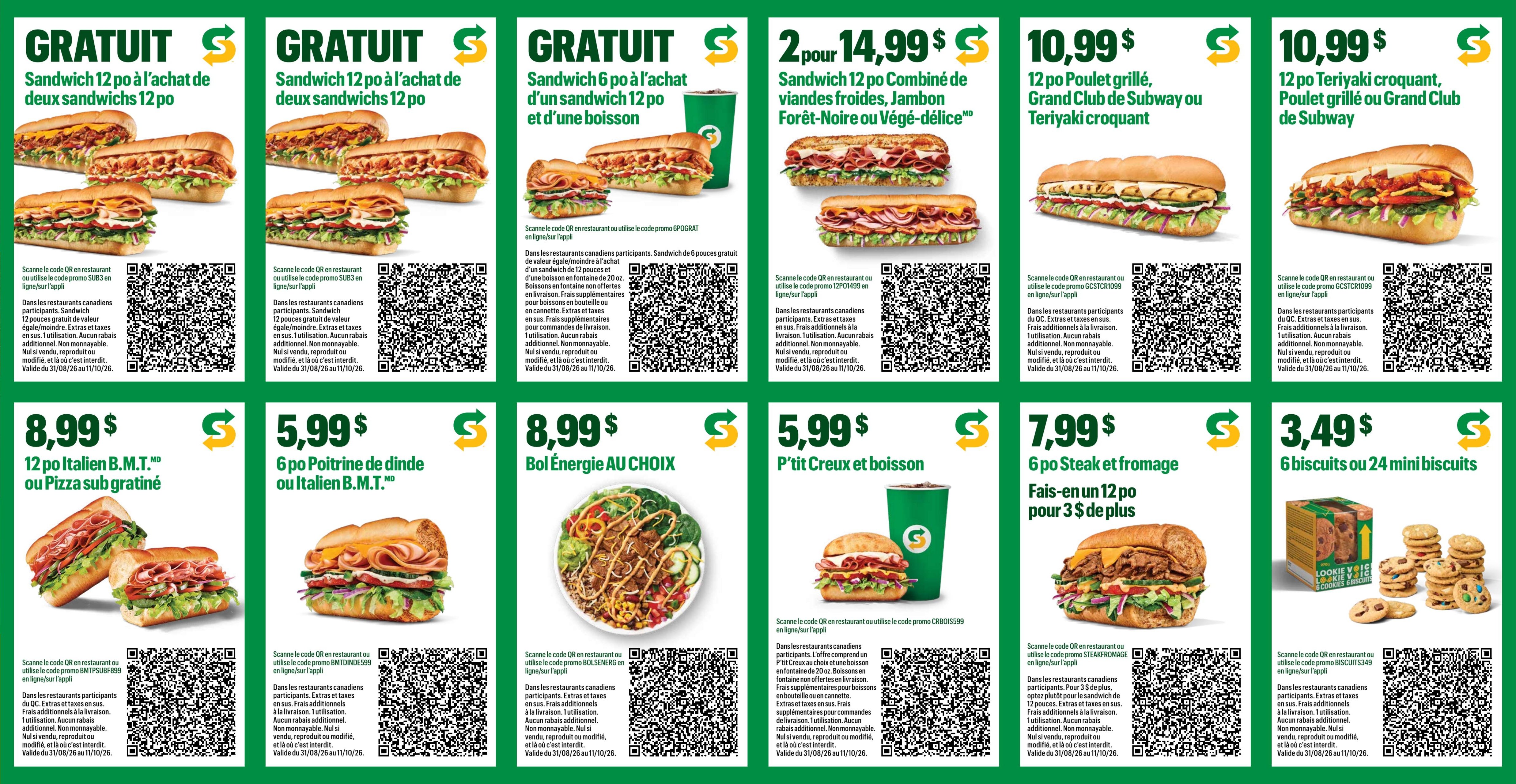 Circulaire Subway — page 2, du 31 août au 11 octobre 2026