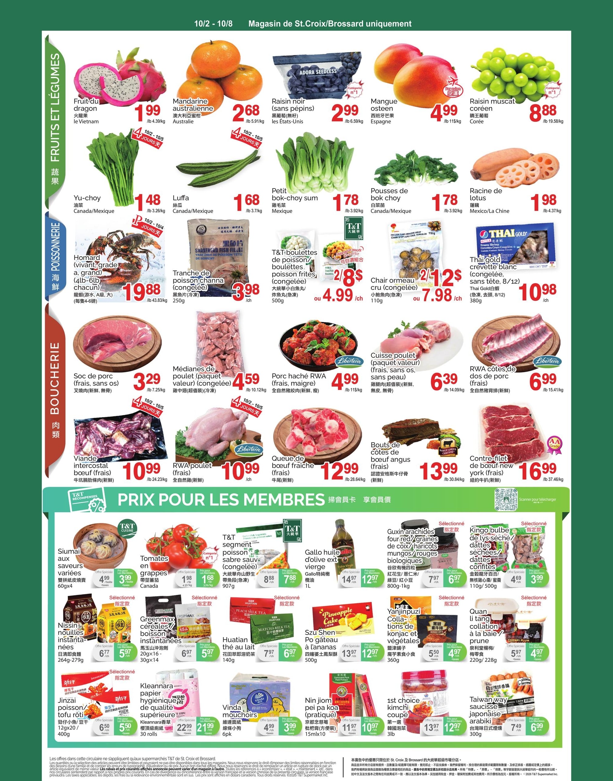 Circulaire T&T Supermarché — page 2, du 2 au 8 octobre 2026