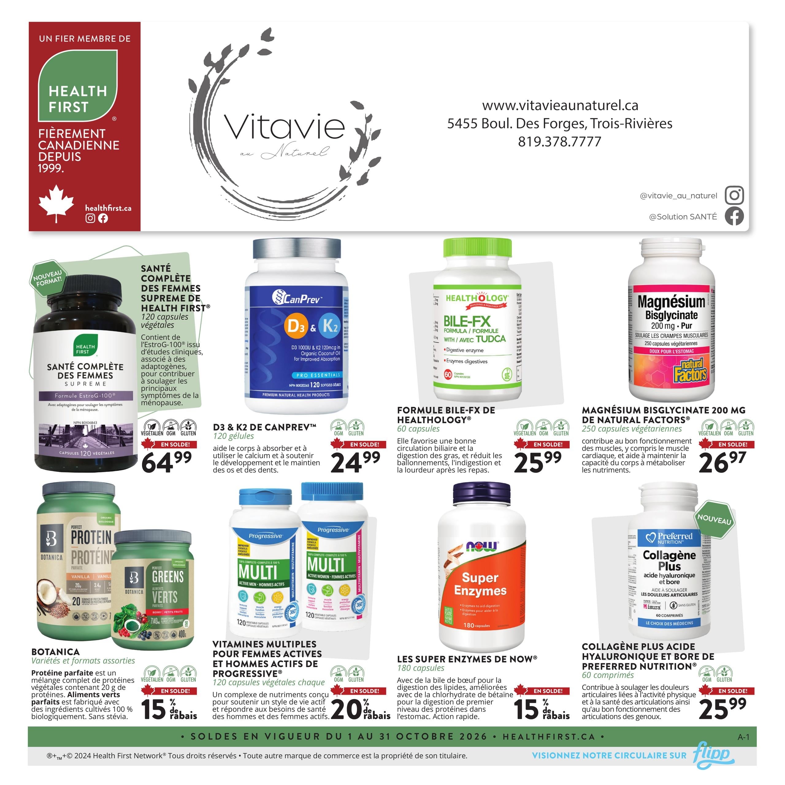 Circulaire Vitavie au Naturel — page 1, du 1 au 31 octobre 2026