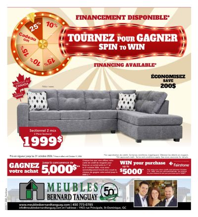 Circulaire Meubles Bernard Tanguay Tournez Pour Gagner en cours — aperçu